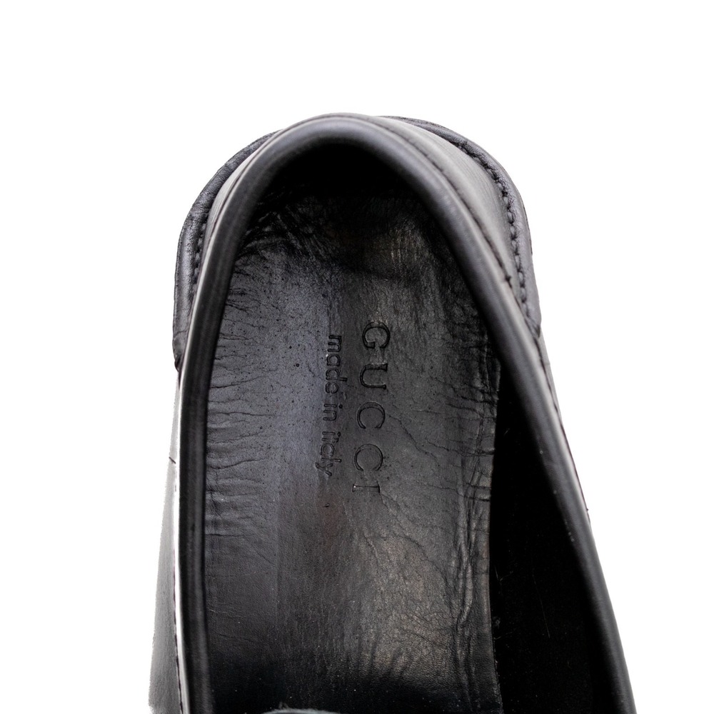 Gucci Black Leather Bamboo Horsebit Loafers Mens UK 9.5 US 10.5 Driver Shoes - Picture 12 of 12